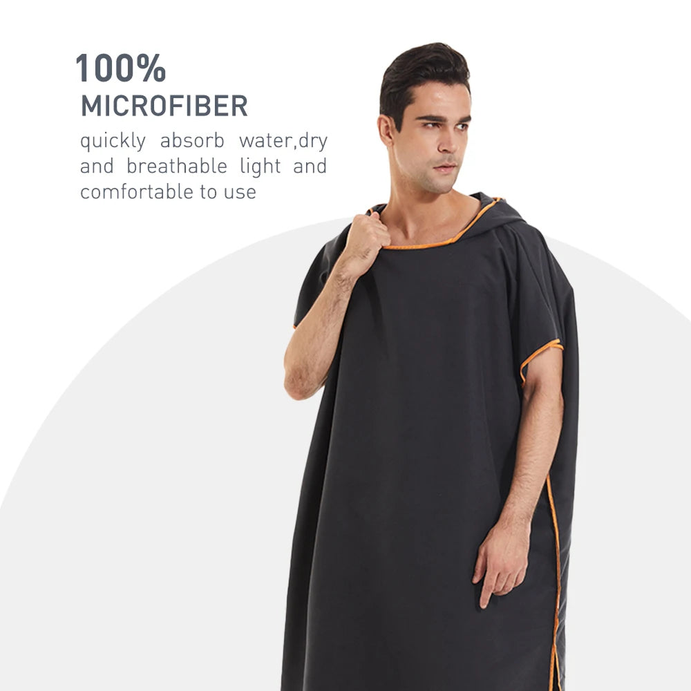 Unisex sneldrogende surfponcho met capuchon