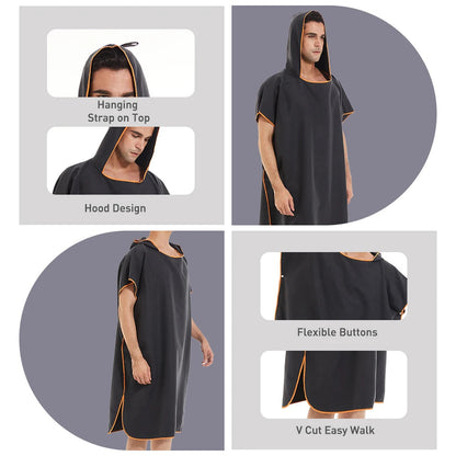 Unisex sneldrogende surfponcho met capuchon
