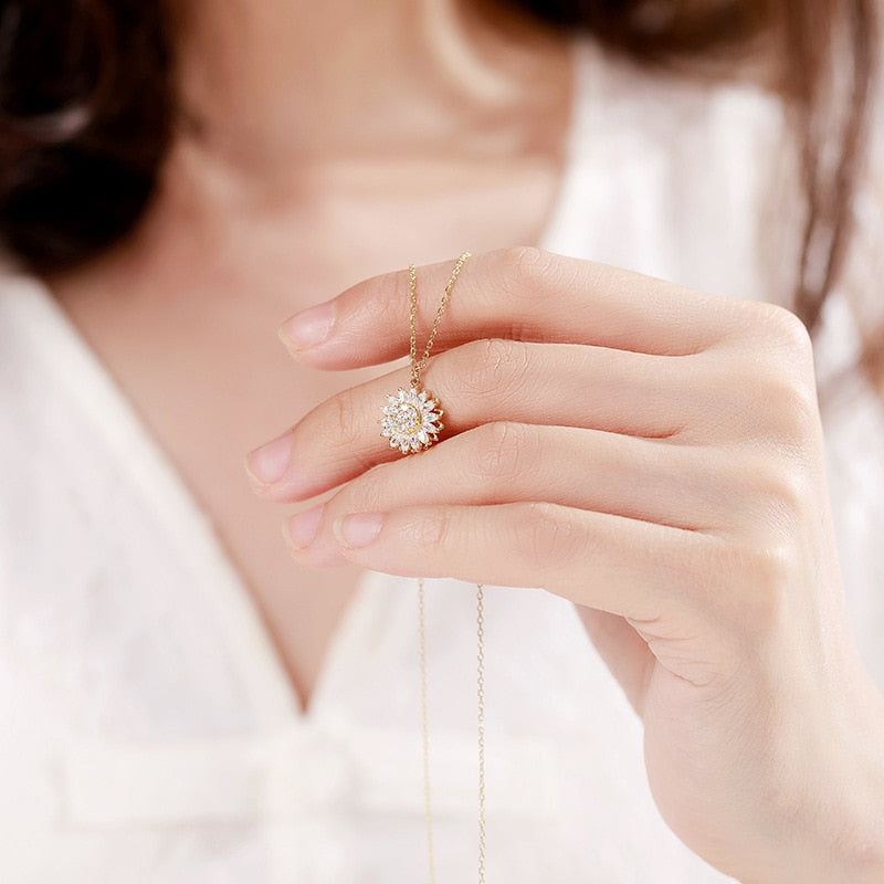 EleganteEssentie draaiende zonnebloem ketting