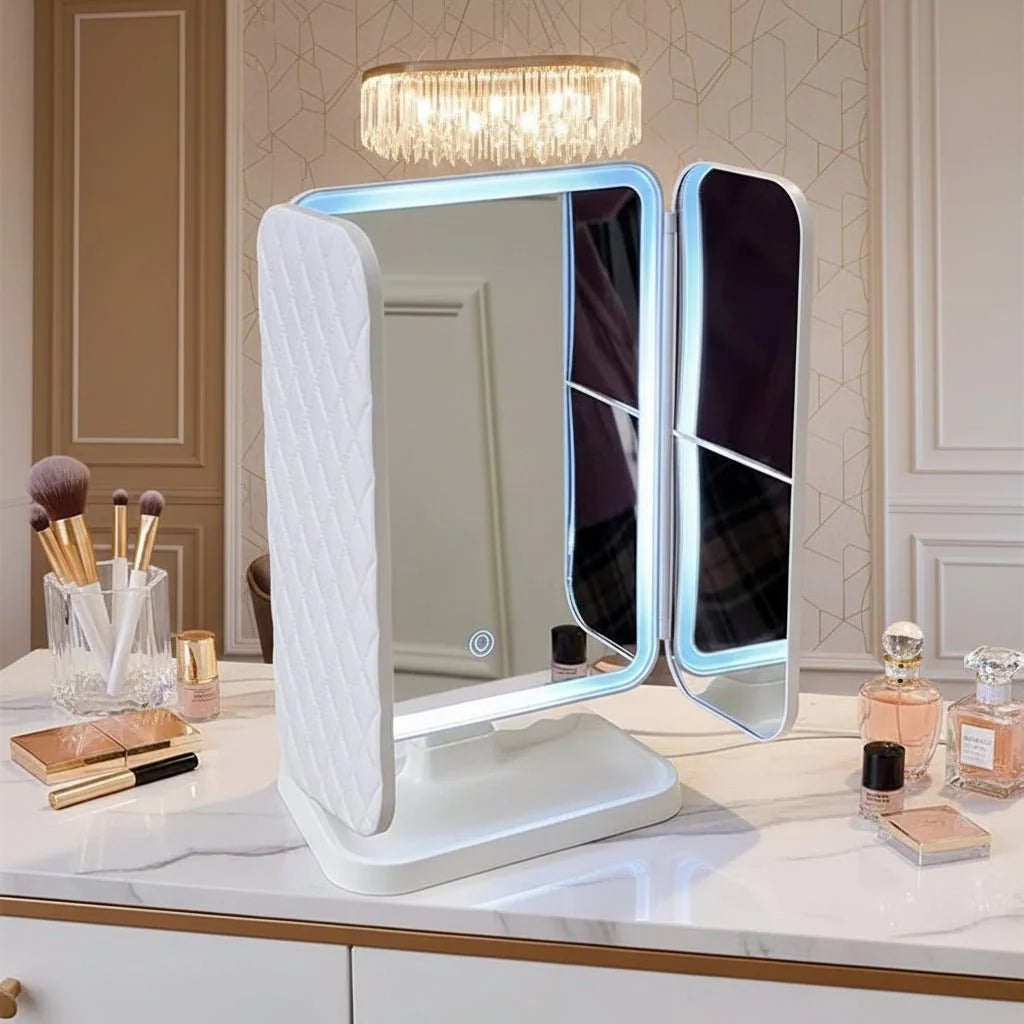 GlamLite driedelige make-upspiegel met ledverlichting