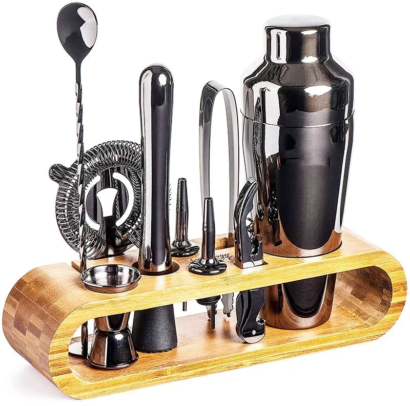 Cocktailset met bamboe standaard