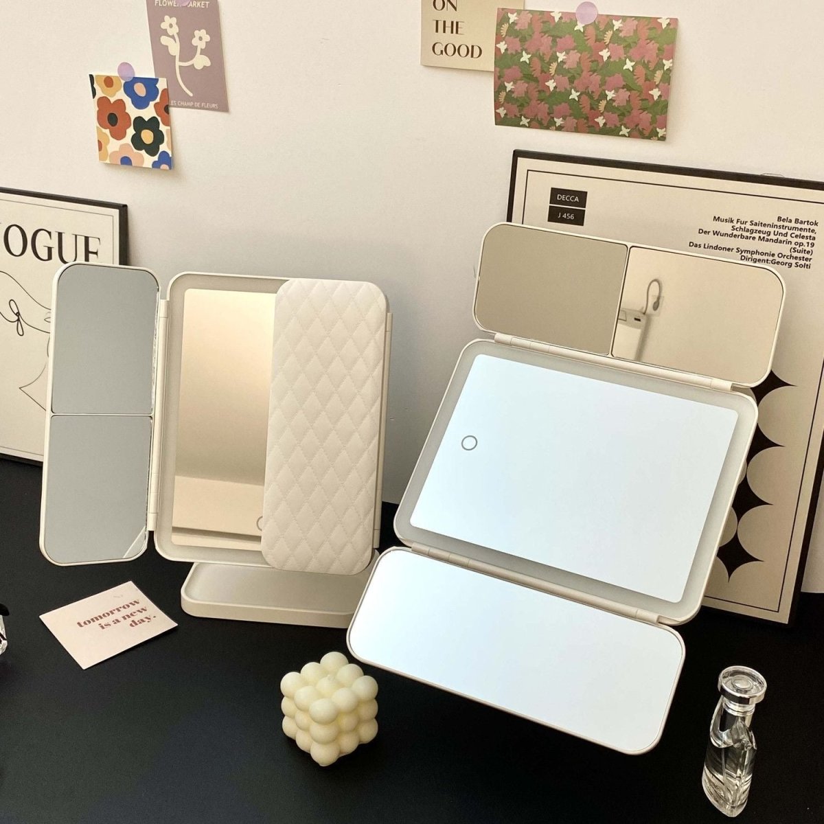 GlamLite driedelige make-upspiegel met ledverlichting