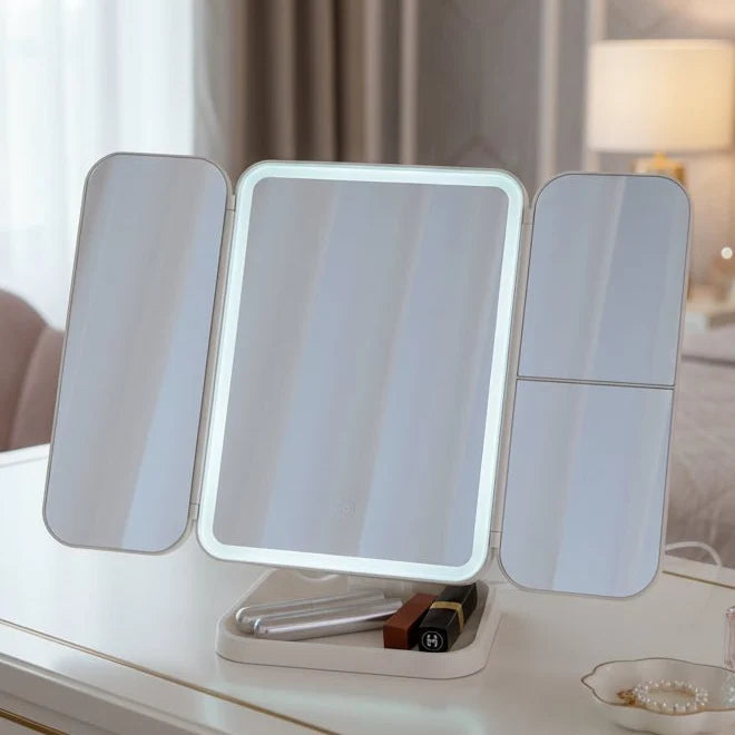 GlamLite driedelige make-upspiegel met ledverlichting