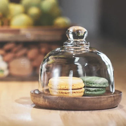 NatureLux glazen schaal met houten deksel