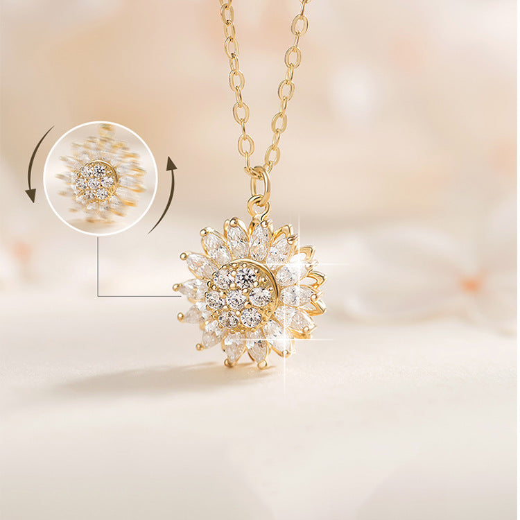 EleganteEssentie draaiende zonnebloem ketting