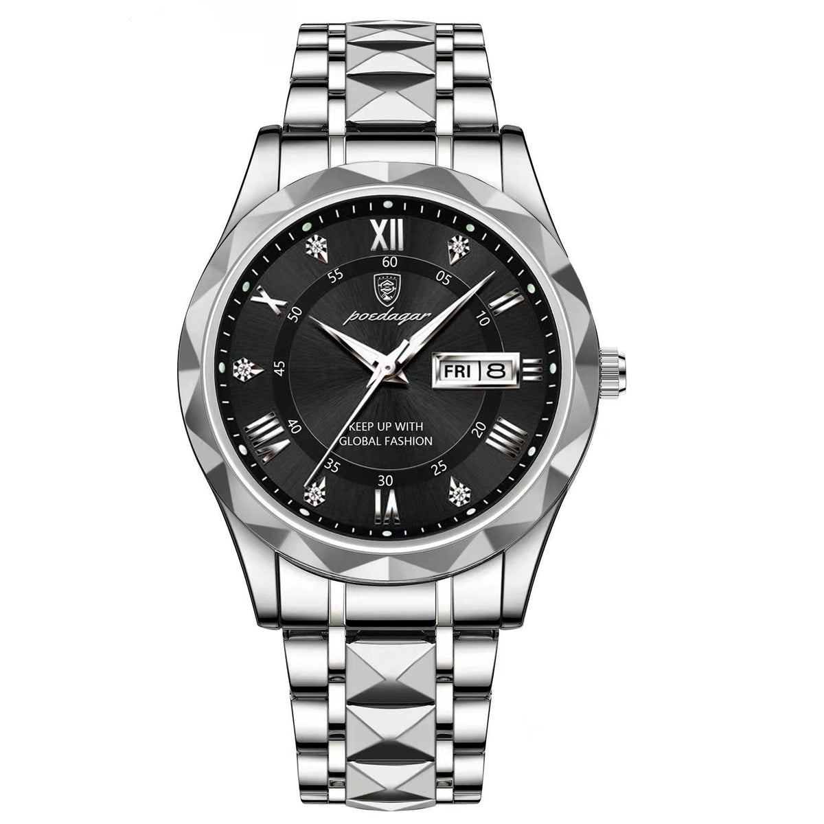 Lichtgevend roestvrijstalen herenhorloge