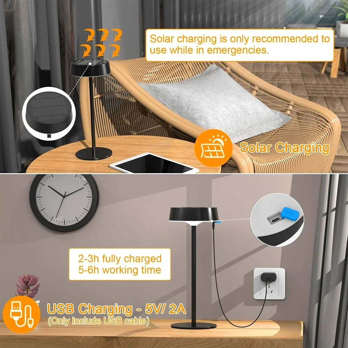 SolarGlow draadloze LED tafellamp