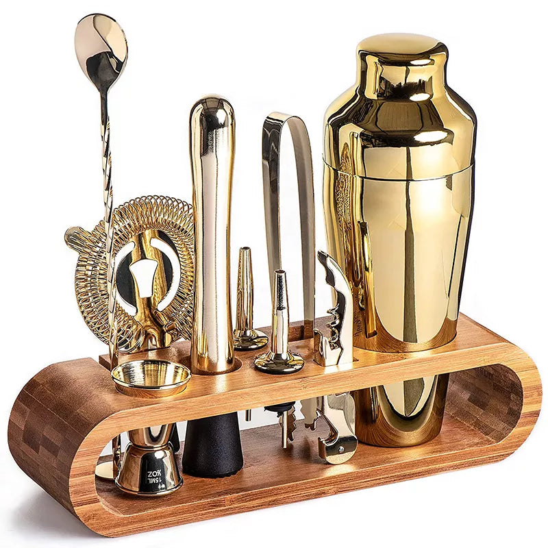 Cocktailset met bamboe standaard
