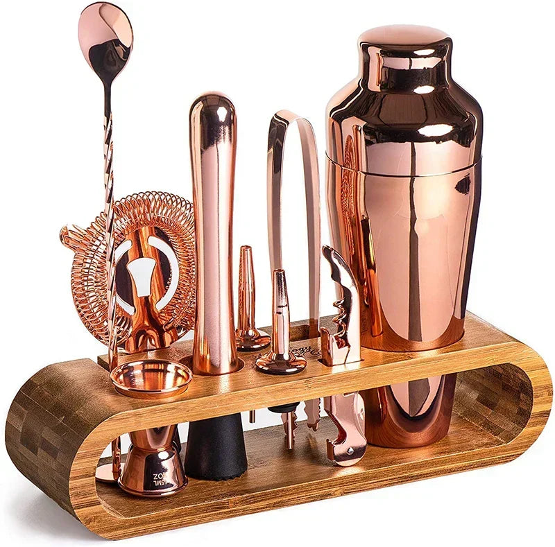 Cocktailset met bamboe standaard