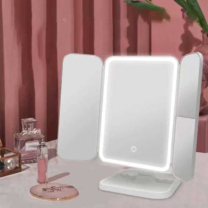 GlamLite driedelige make-upspiegel met ledverlichting