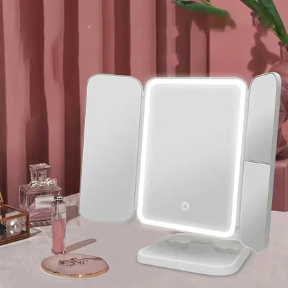 GlamLite driedelige make-upspiegel met ledverlichting