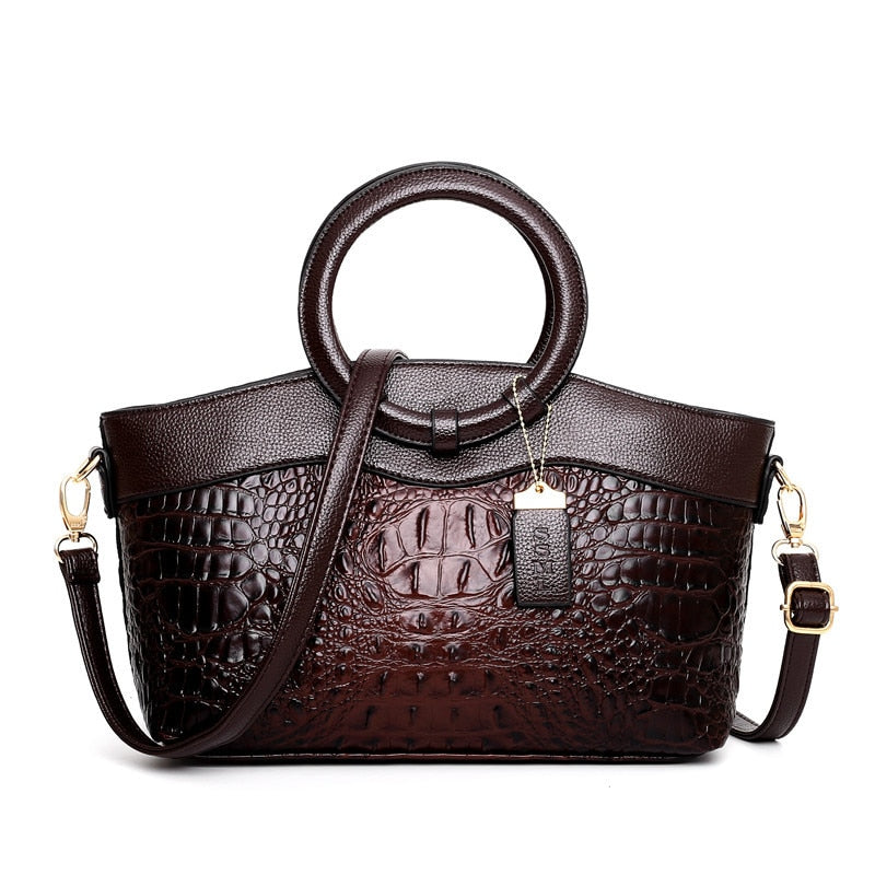 Vintage leren handtas met schouderriem