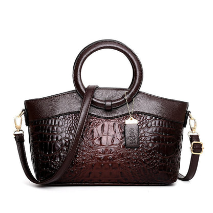 Vintage leren handtas met schouderriem