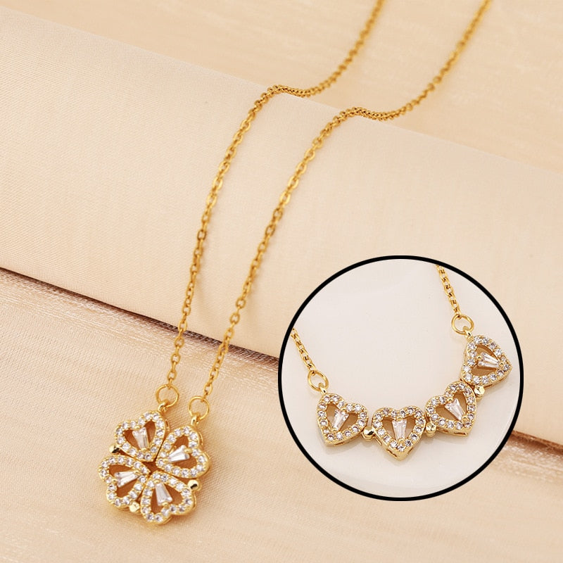 LuxeLiefde magnetische hartvormige klaver ketting