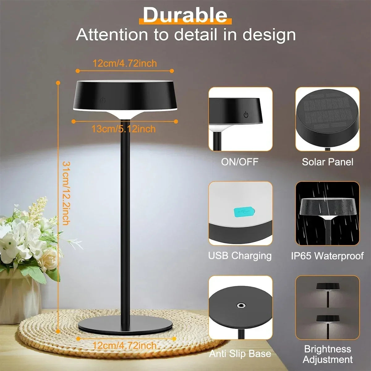 SolarGlow draadloze LED tafellamp