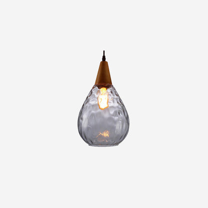 Moderne glazen hanglamp met houten accent