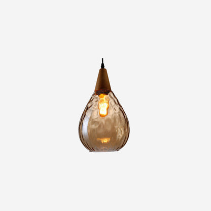 Moderne glazen hanglamp met houten accent