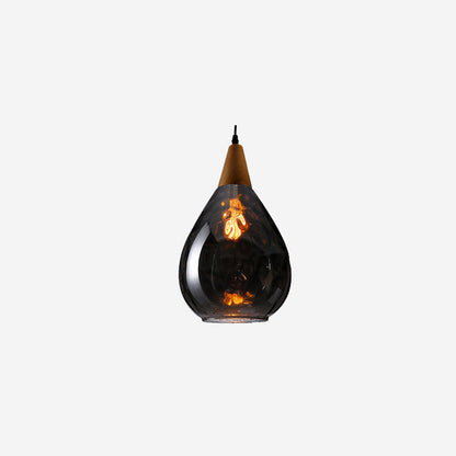Moderne glazen hanglamp met houten accent