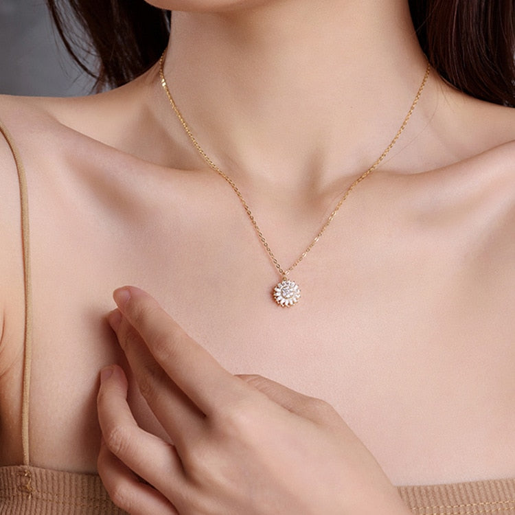 EleganteEssentie draaiende zonnebloem ketting