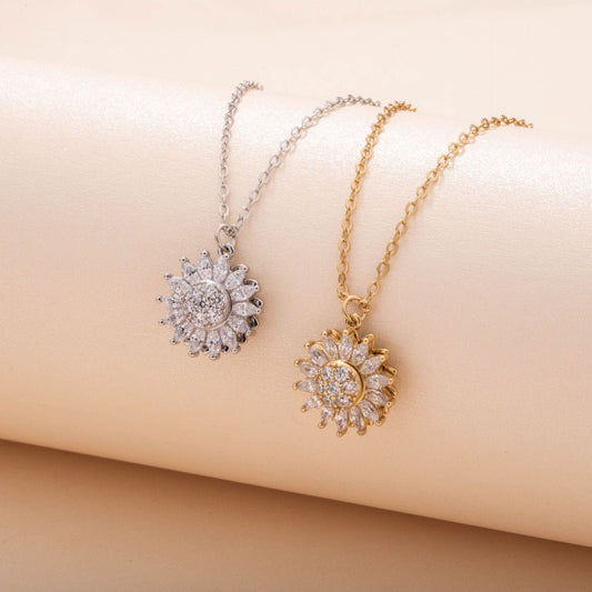 EleganteEssentie draaiende zonnebloem ketting