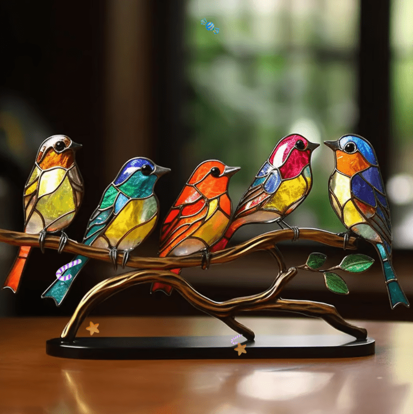 VivaBirds glas-in-lood-look vogeldecoratie