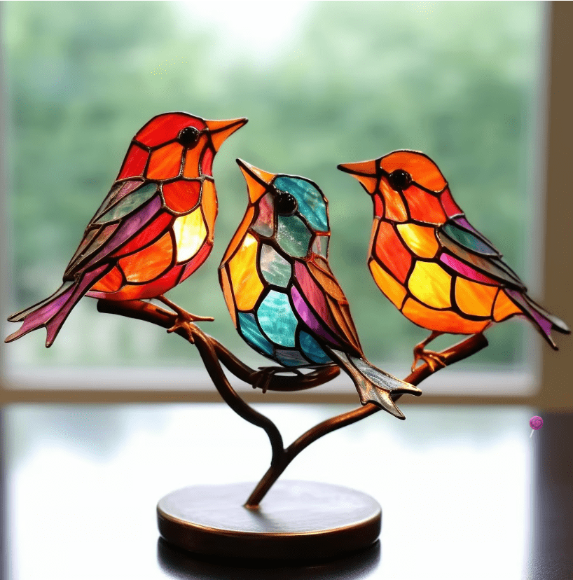 VivaBirds glas-in-lood-look vogeldecoratie