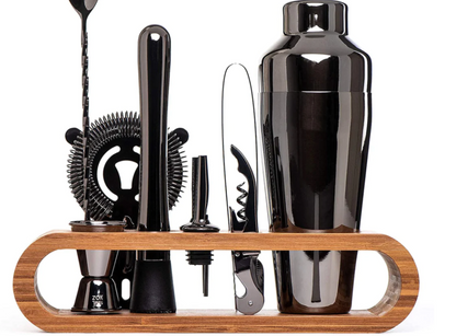 Cocktailset met bamboe standaard