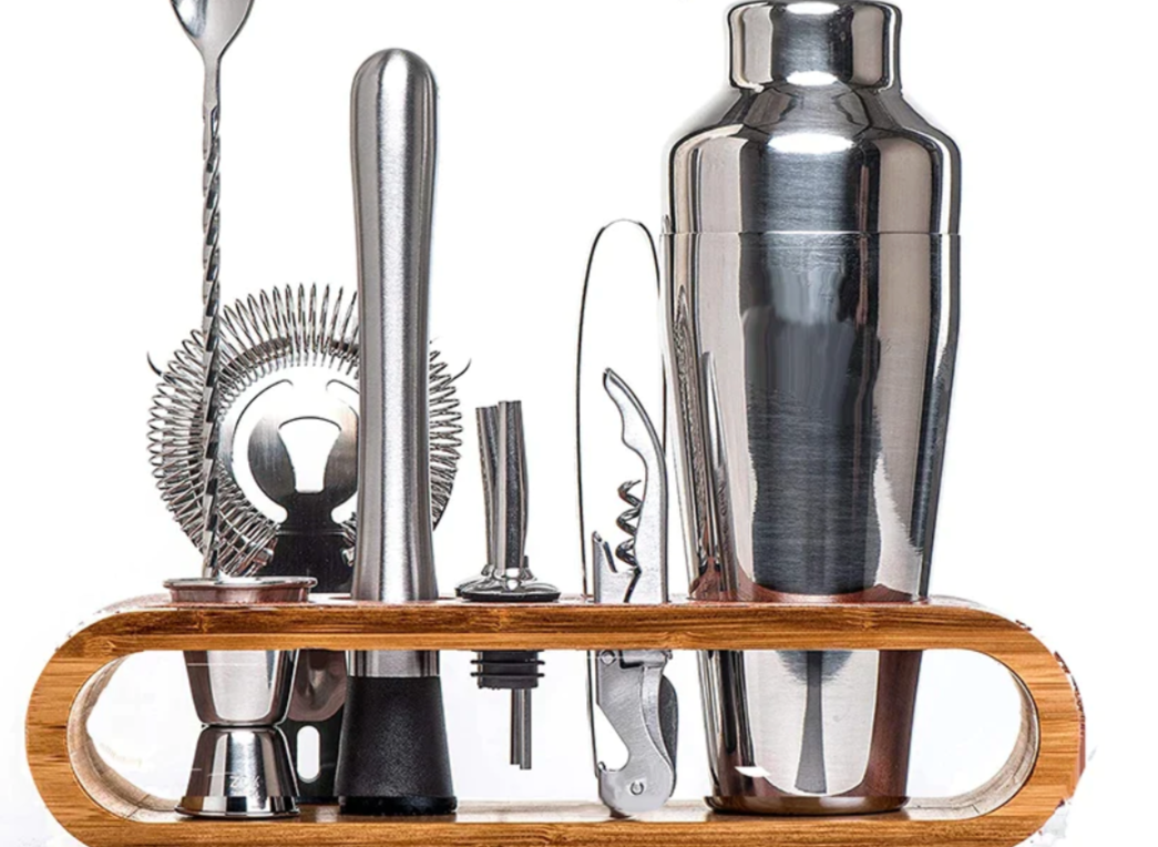 Cocktailset met bamboe standaard