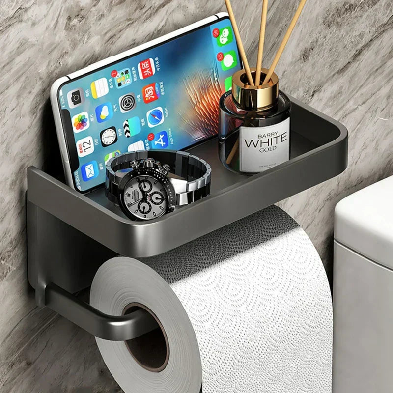 Modern toiletrolhouder met planchet