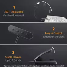 Draagbare LED-leeslamp met Clip