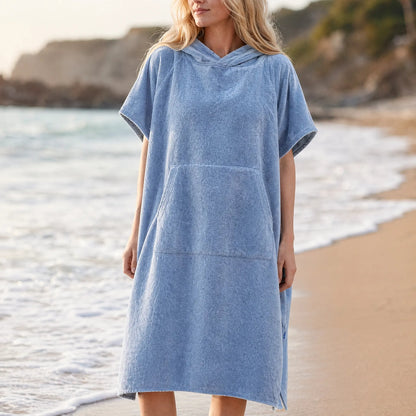 Sneldrogende handdoekponcho met capuchon