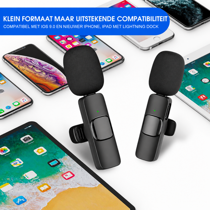 Draadloze clip-on microfoonset voor iPhone