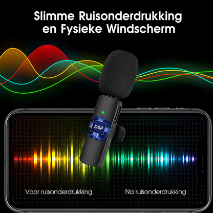 Draadloze clip-on microfoonset voor iPhone