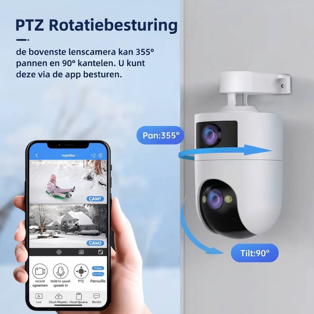 Beveiligingscamera Buiten PTZ Dubbele Lens WiFi