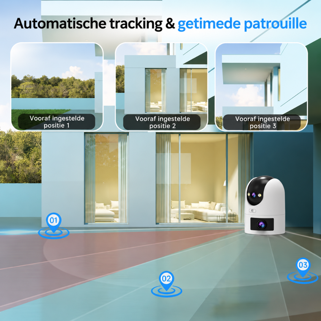 Beveiligingscamera Buiten PTZ Dubbele Lens WiFi