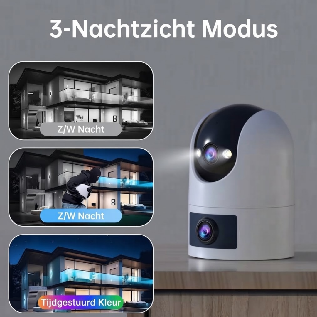 Beveiligingscamera Buiten PTZ Dubbele Lens WiFi