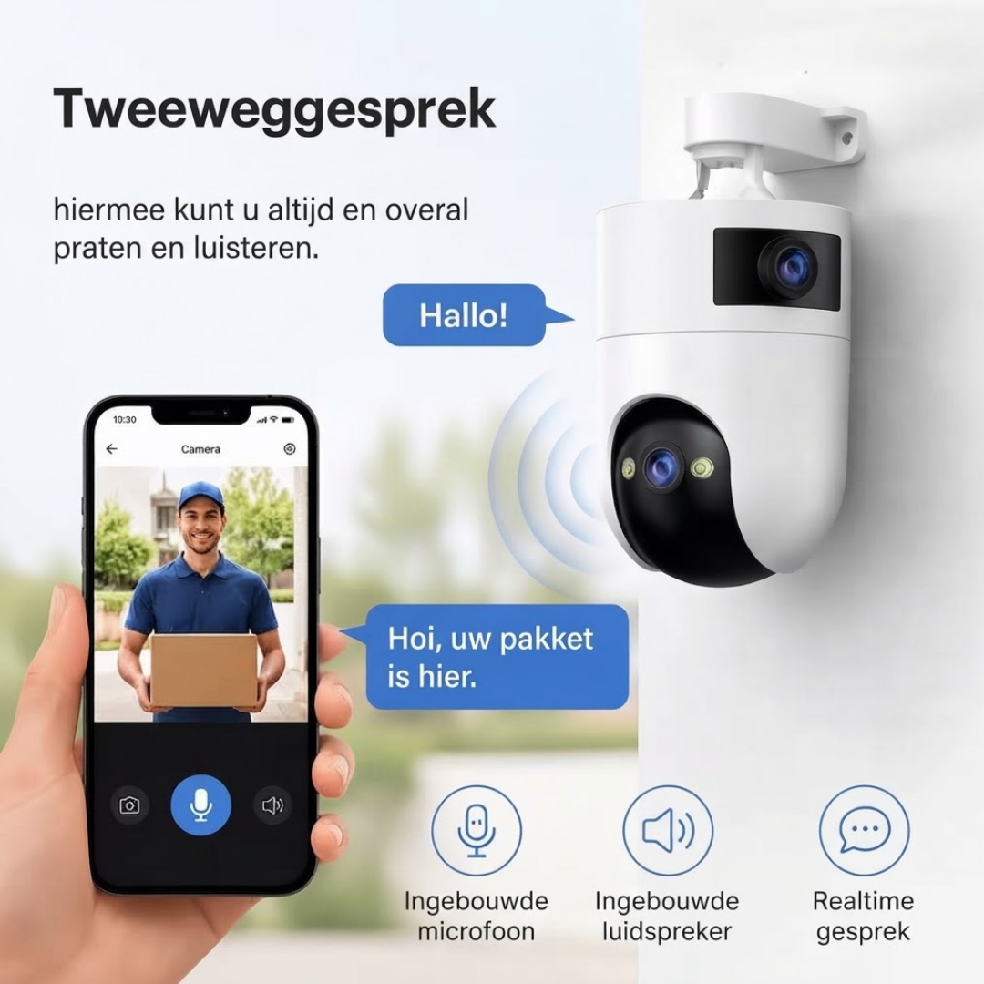 Beveiligingscamera Buiten PTZ Dubbele Lens WiFi