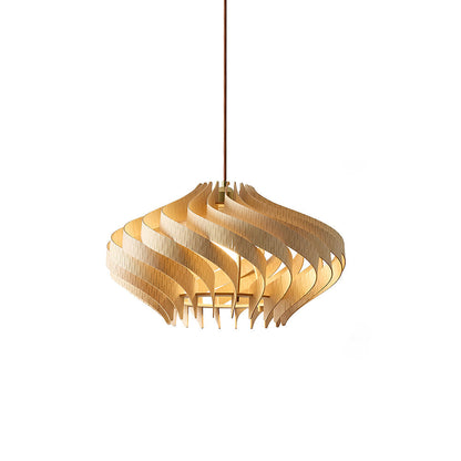 Japandi Houten Spiraal Hanglamp