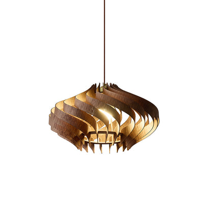 Japandi Houten Spiraal Hanglamp