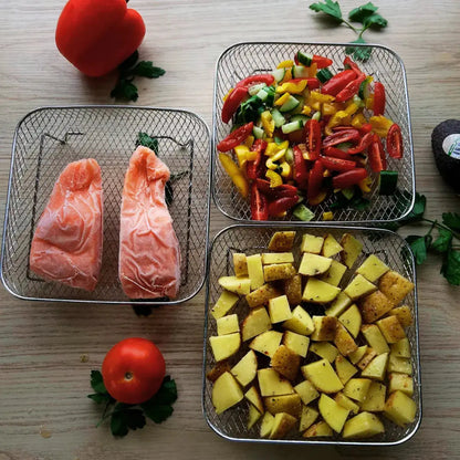 Stapelbare RVS airfryer manden