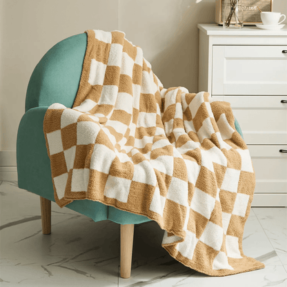 Zachte geruite woondeken plaid