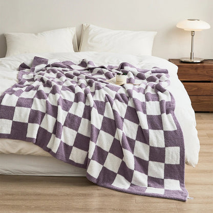 Zachte geruite woondeken plaid