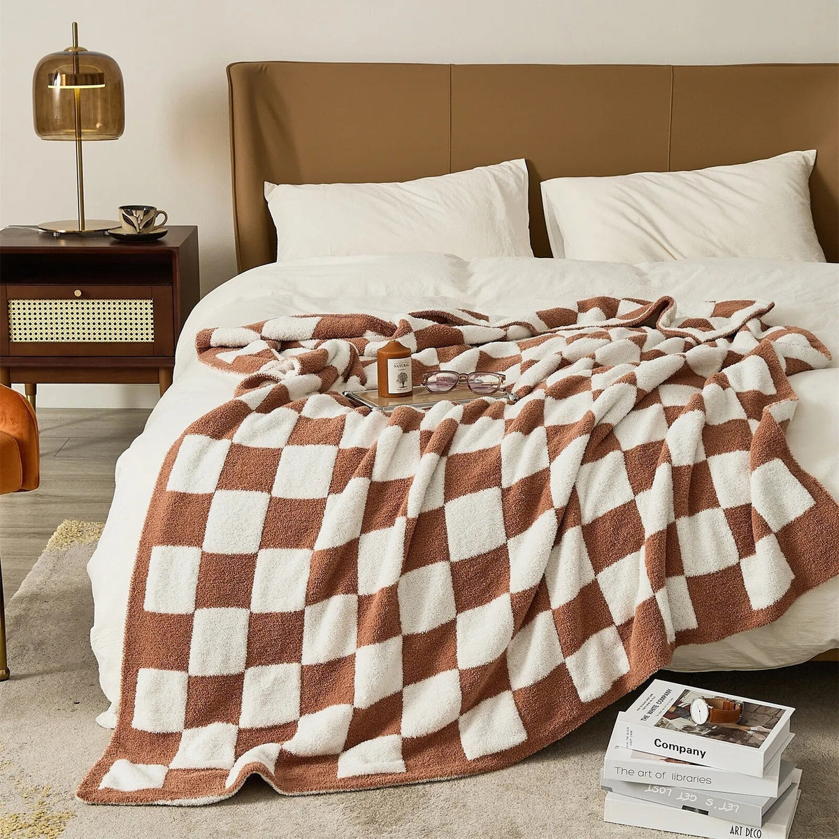 Zachte geruite woondeken plaid
