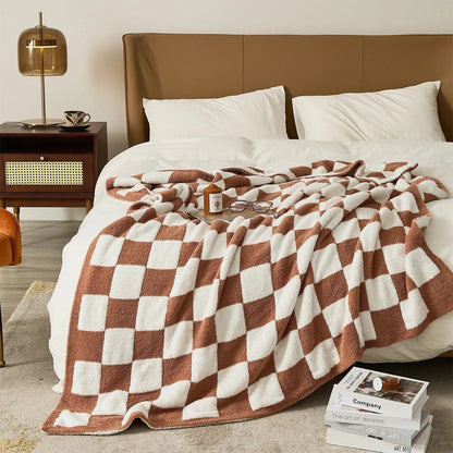 Zachte geruite woondeken plaid