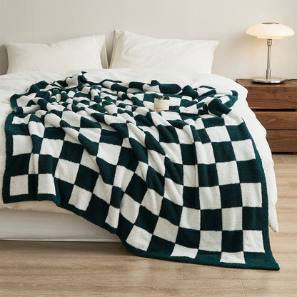 Zachte geruite woondeken plaid