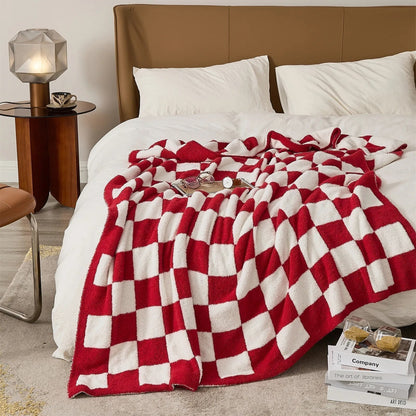 Zachte geruite woondeken plaid
