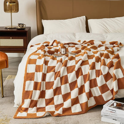 Zachte geruite woondeken plaid