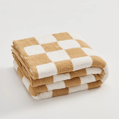 Zachte geruite woondeken plaid