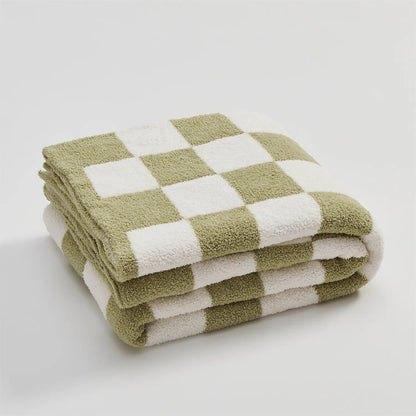 Zachte geruite woondeken plaid