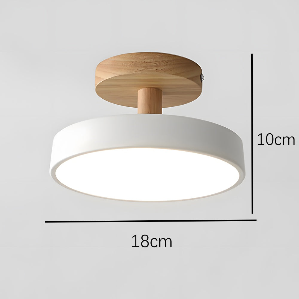 Scandinavische plafondlamp met houten basis